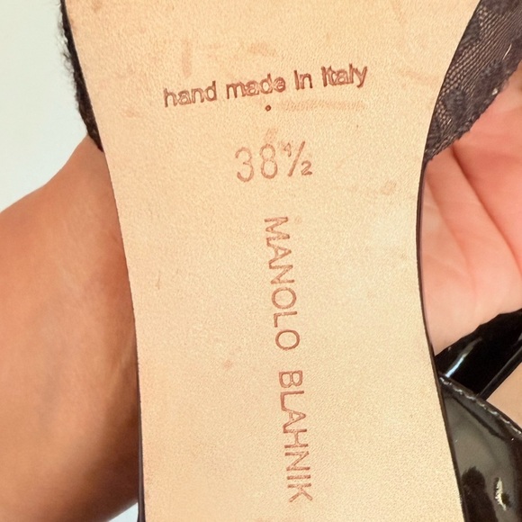 Manolo Blahnik Brown Black Lepoard print Carolyne Slingback pumps 90mm EU 38.5 - Picture 7 of 8